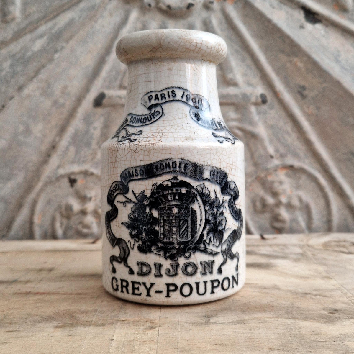 Grey-Poupon XL Mustard Pot - Digoin & Sarreguemines - circa 1900