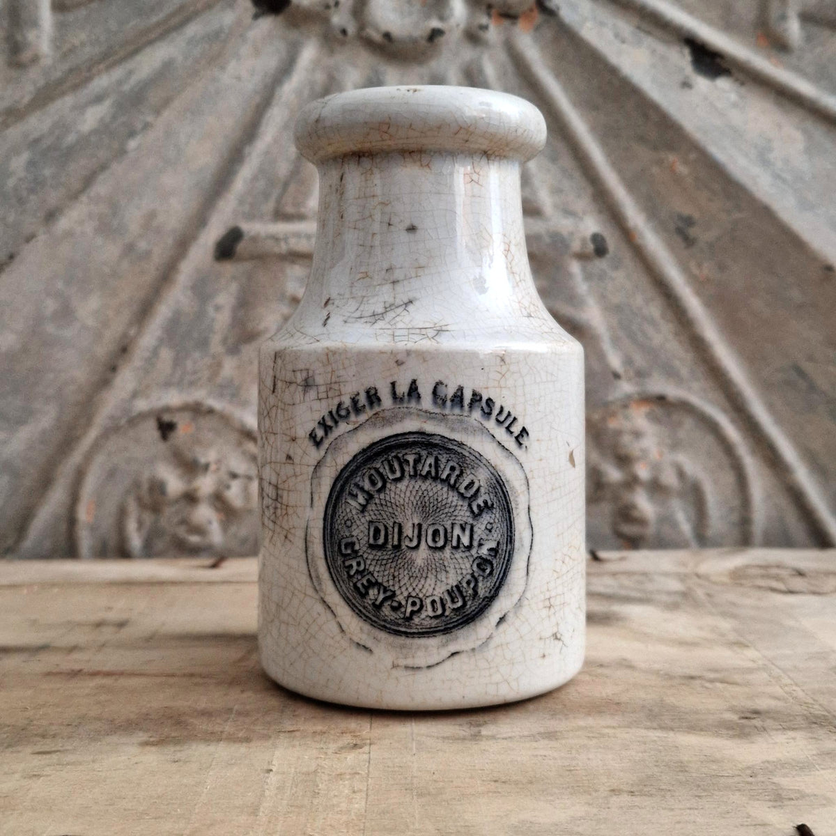 Grey-Poupon XL Mustard Pot - Digoin & Sarreguemines - circa 1900
