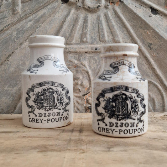 Set of 2 vintage Grey-Poupon mustard pots - Early 20th century