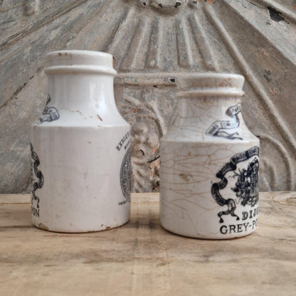 Set of 2 vintage Grey-Poupon mustard pots - Early 20th century