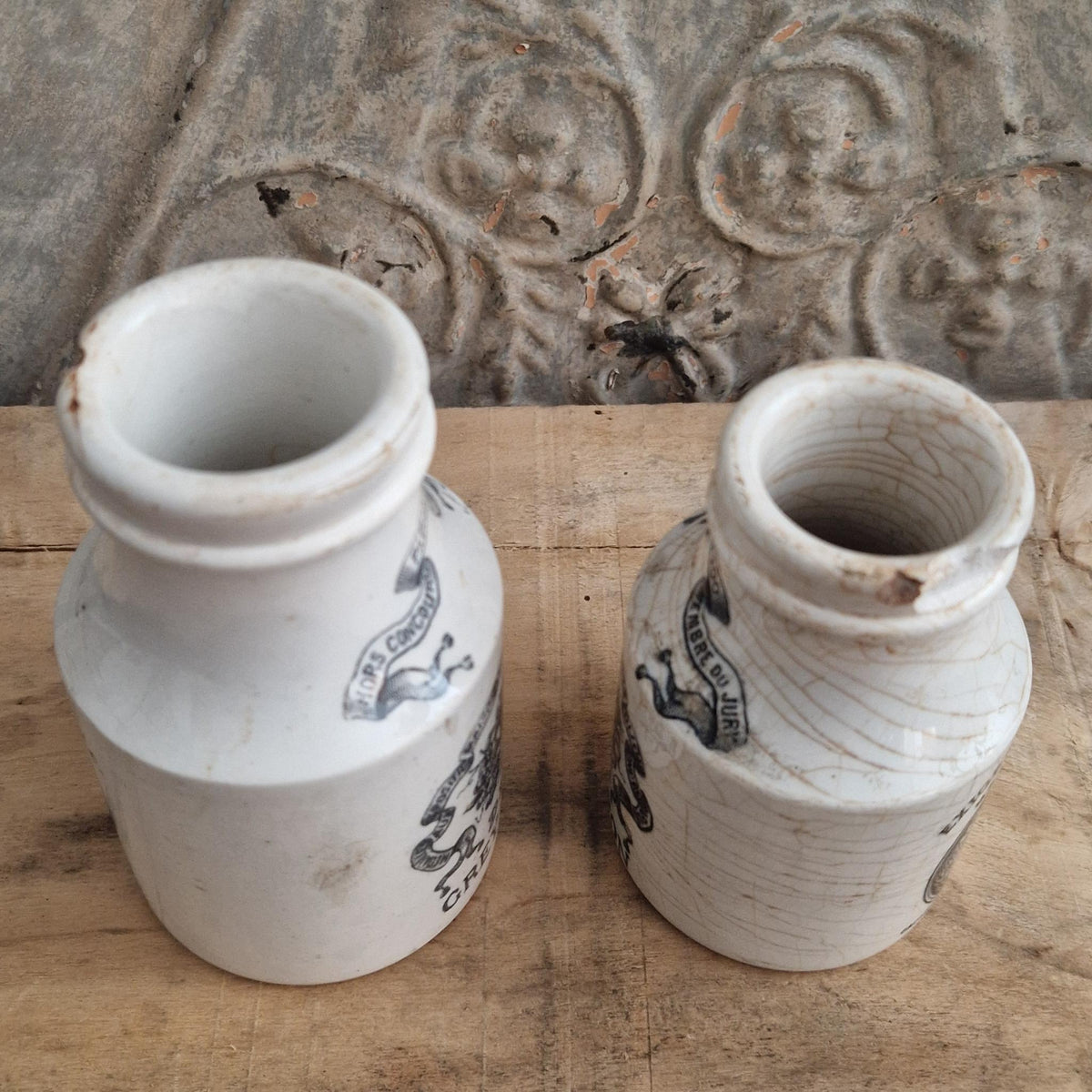 Set of 2 vintage Grey-Poupon mustard pots - Early 20th century