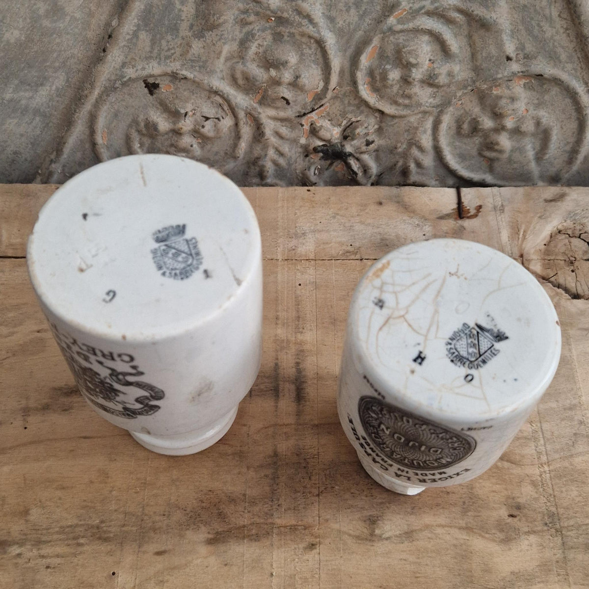 Set of 2 vintage Grey-Poupon mustard pots - Early 20th century