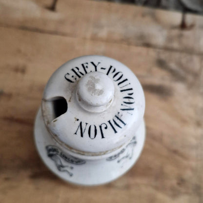Grey-Poupon mustard pot with porcelain lid