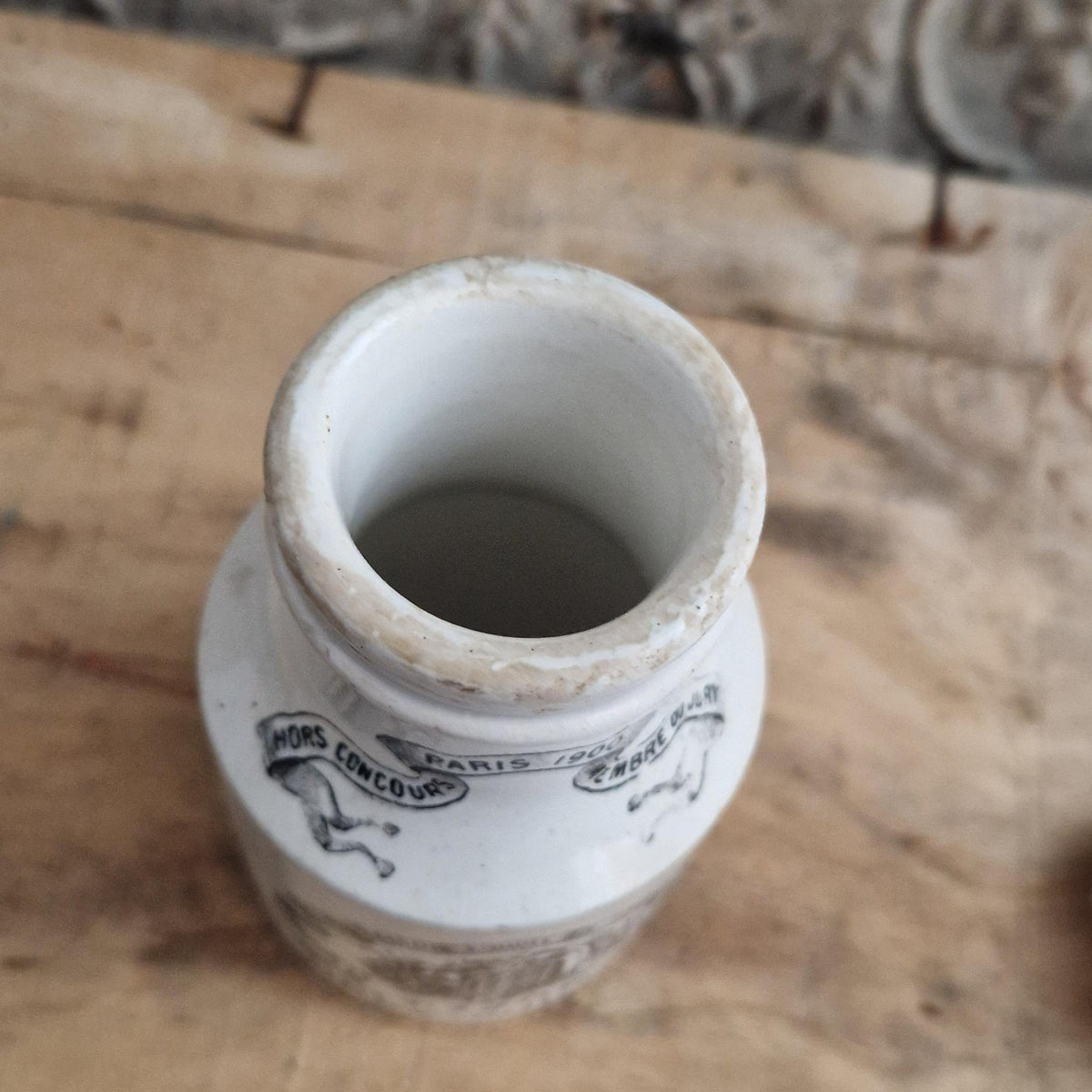 Grey-Poupon mustard pot with porcelain lid