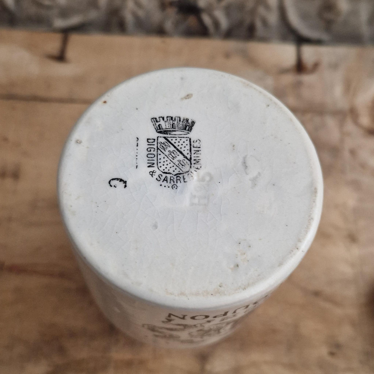 Grey-Poupon mustard pot with porcelain lid
