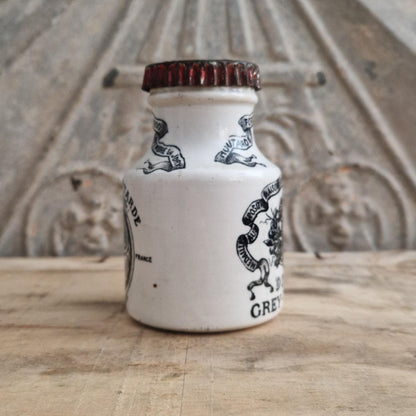 Ancien pot à moutarde Grey-Poupon avec sa capsule en métal