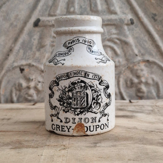 Grey-Poupon Mustard Pot - Sarreguemines - Early 20th Century