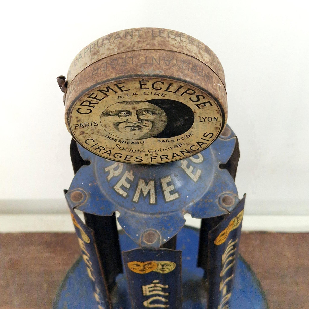 Ancien présentoir publicitaire « Cirage Crème Éclipse » Bleu