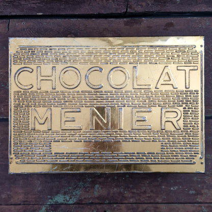 Ancienne boîte publicitaire Chocolat Menier XL - Métal doré