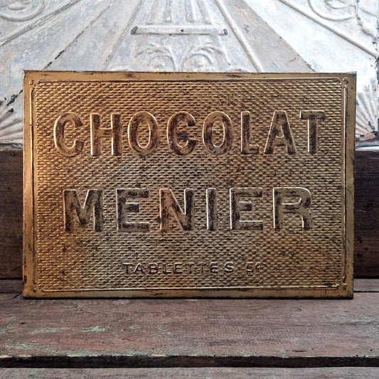 Boîte ancienne Chocolat Menier XXL - Tôle dorée