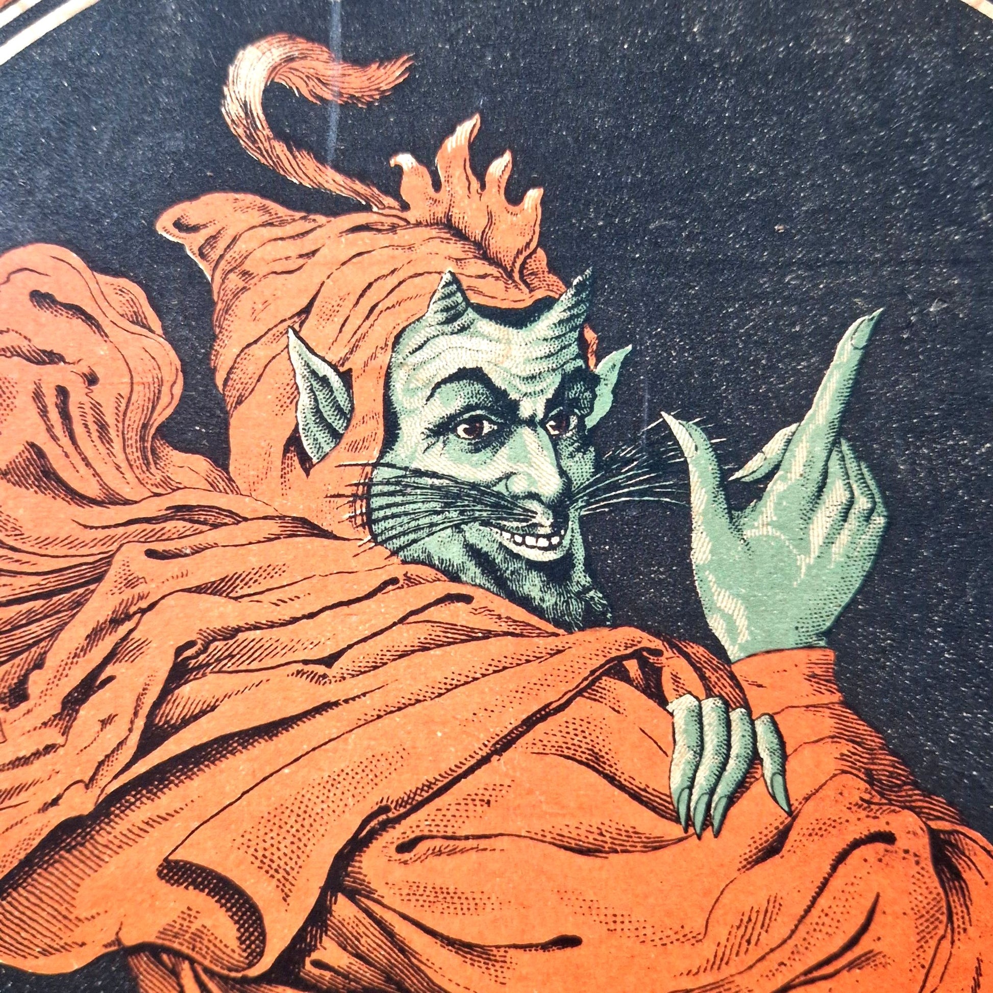 Ancien carton pub avec Diable