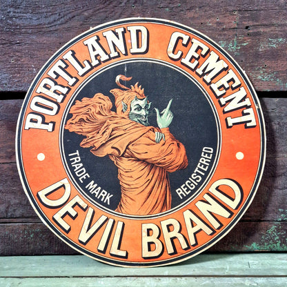 Ancien carton publicitaire Portland Cement Devil Brand