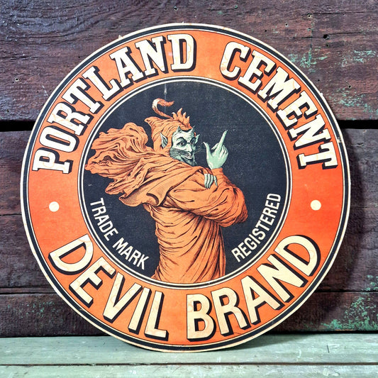Ancien carton publicitaire Portland Cement Devil Brand