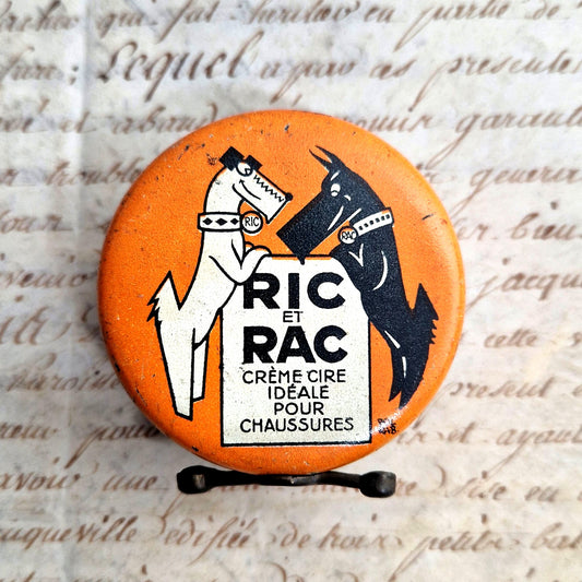 Ancienne boite cirage avec chiens