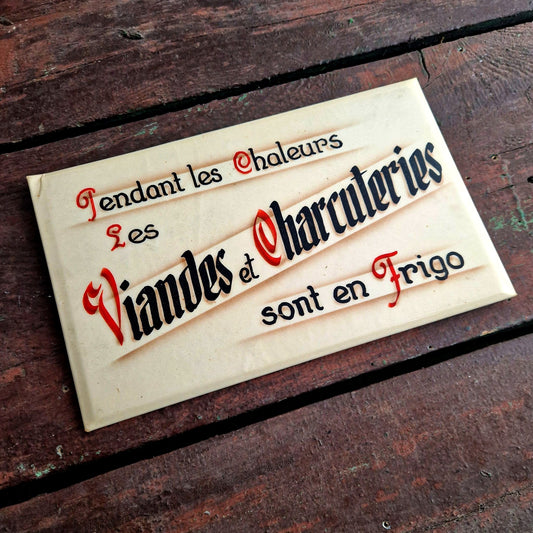 Ancienne pancarte de boucherie viandes