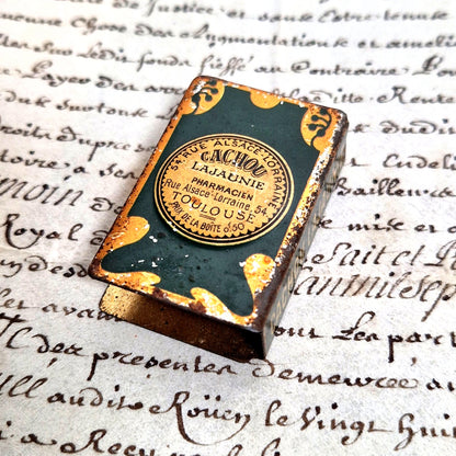 Antique advertising match box holder, Cachou Lajaunie