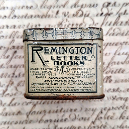 Antique advertising tin Remington Paragon Ribbon