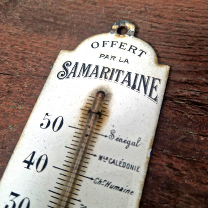 Antique enamelled Samaritaine thermometer