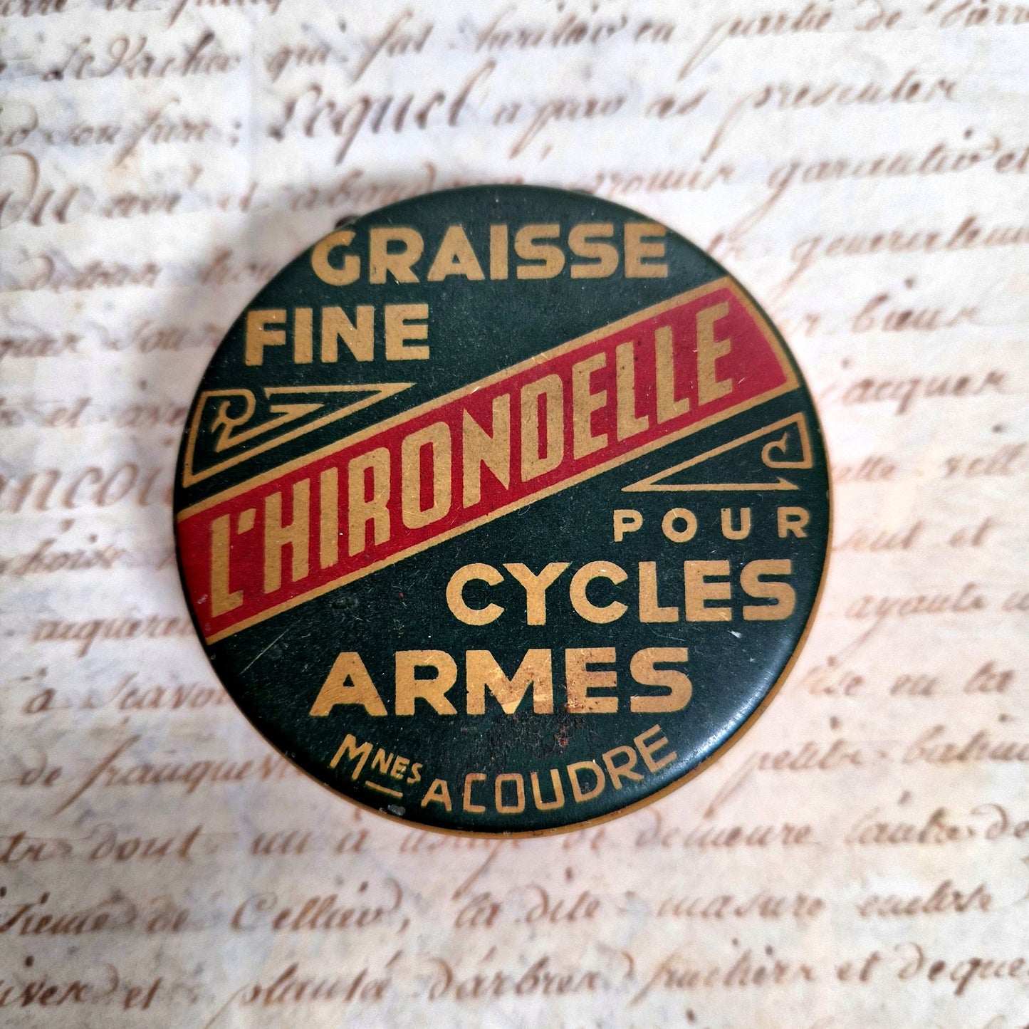 Antique L'hirondelle Grease Tin