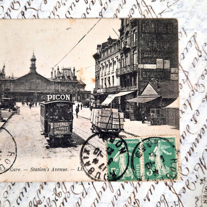 CPA photo roubaix gare publicite