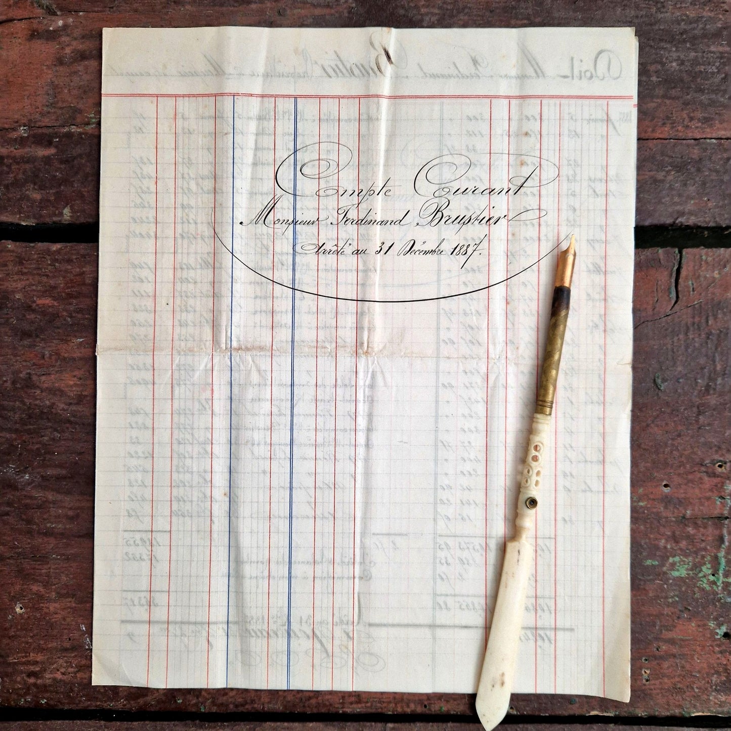 Grand livre de compte Ferdinand Brushier 1887