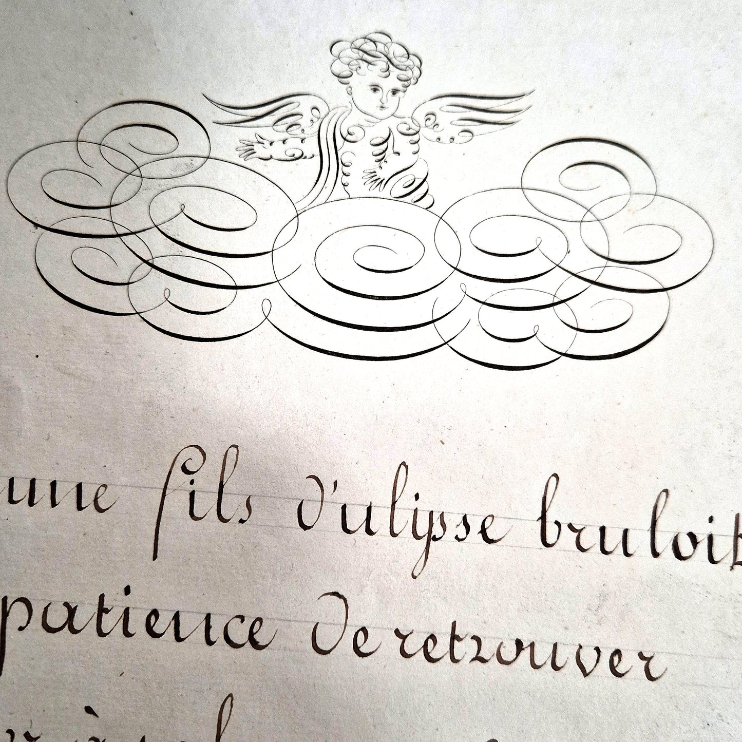 Handwritten Antique calligraphy and drawing notebook