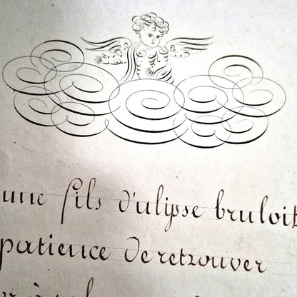 Handwritten Antique calligraphy and drawing notebook