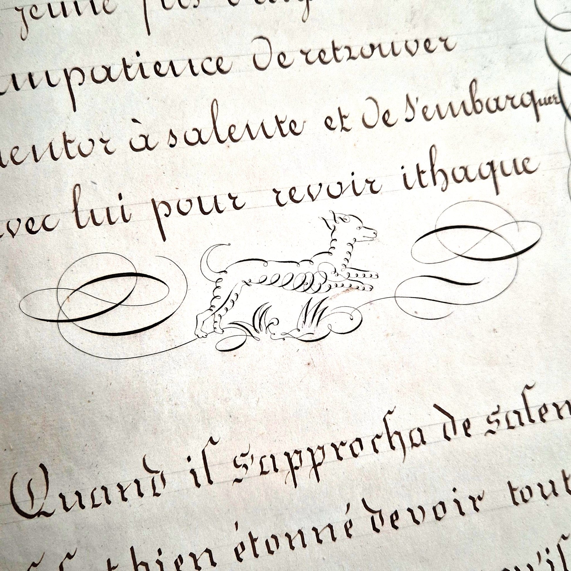 Handwritten calligraphy and drawing notebook