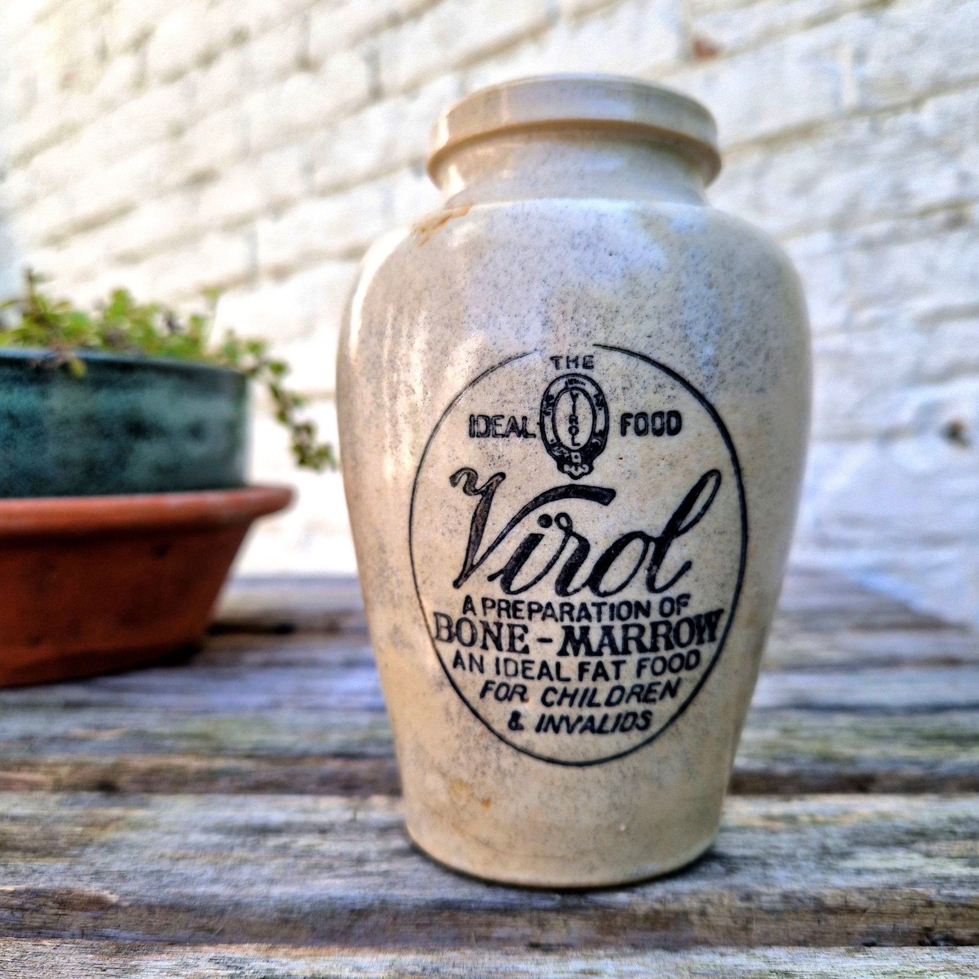 Old VIROL ceramic food pot
