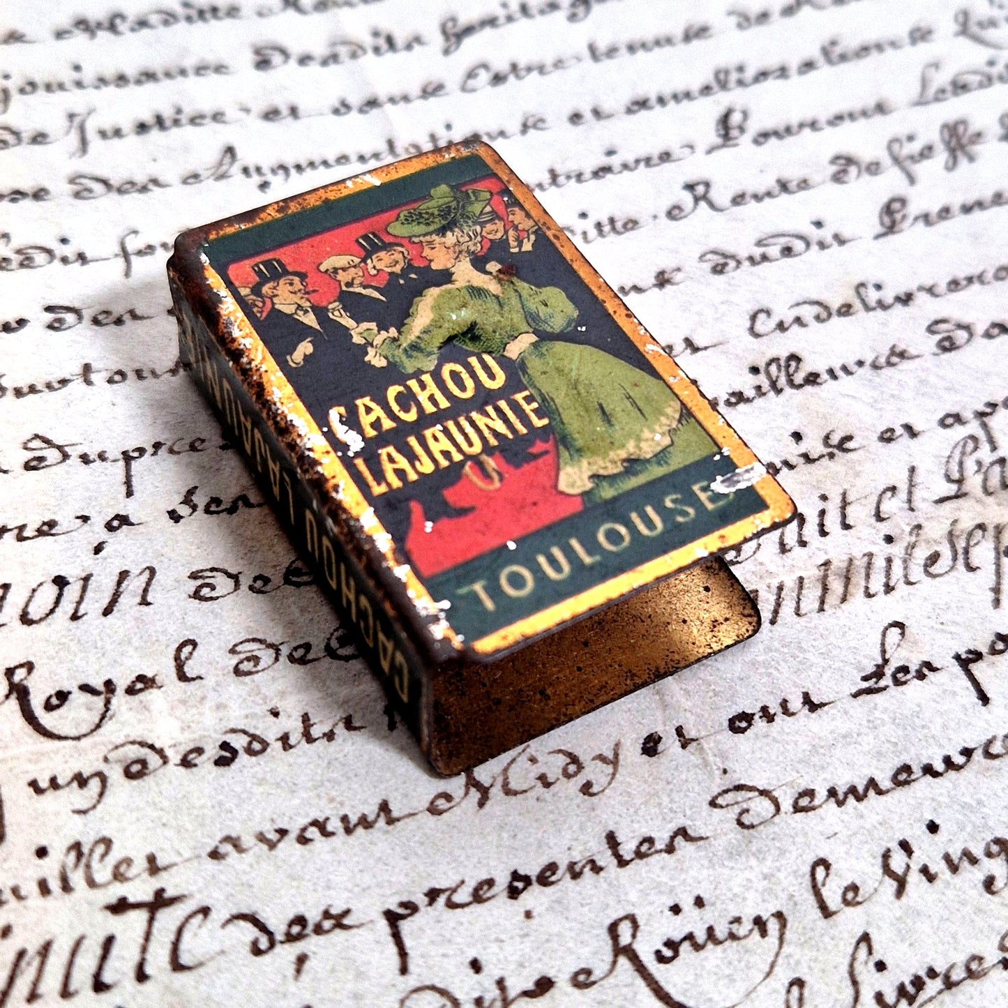 Porte boite allumettes publicitaire, Cachou Lajaunie