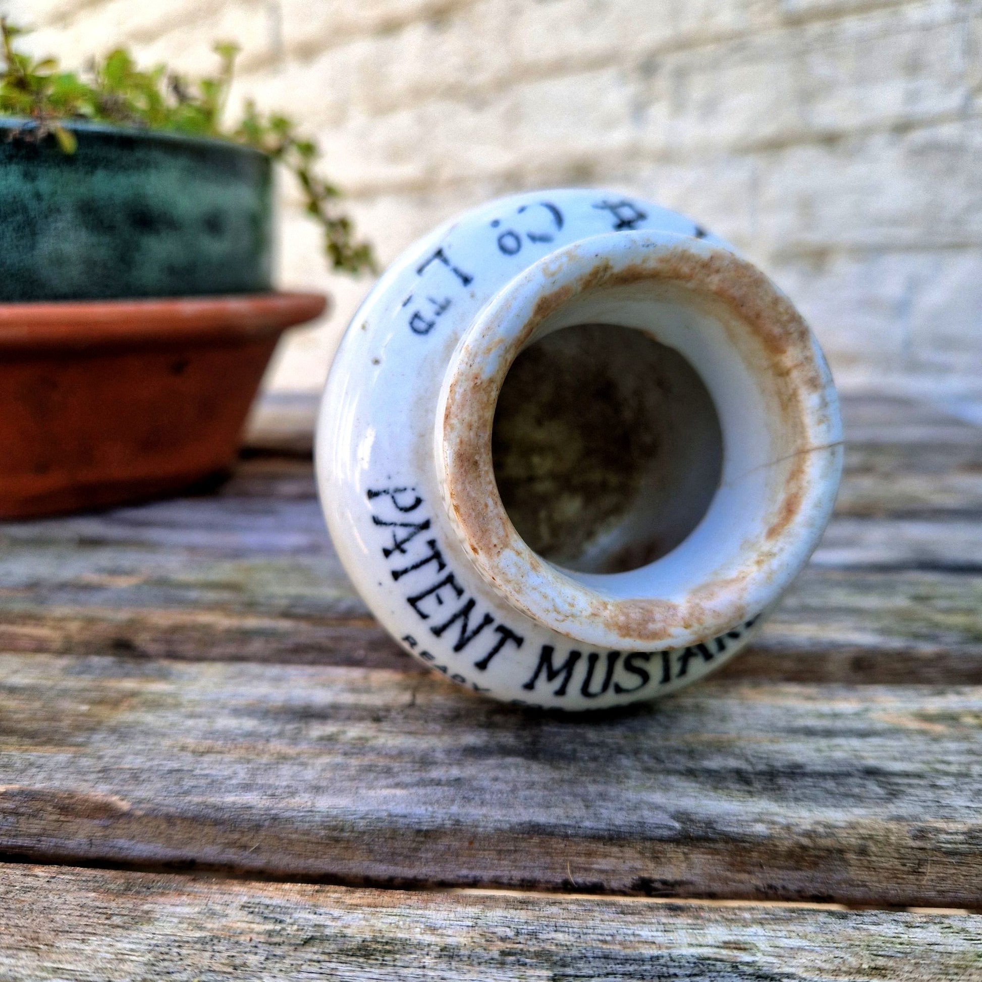 Pot à moutarde et pickles anglais ancien