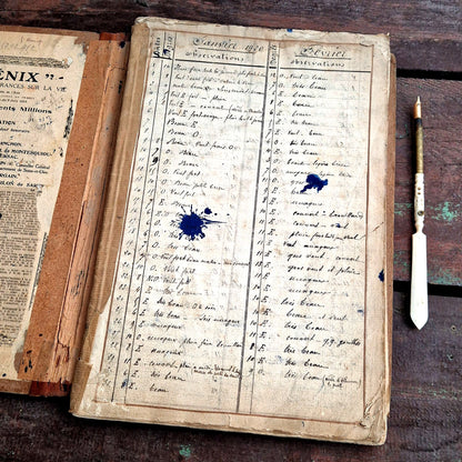 Registre manuscrit météorologique 1920 à 1938