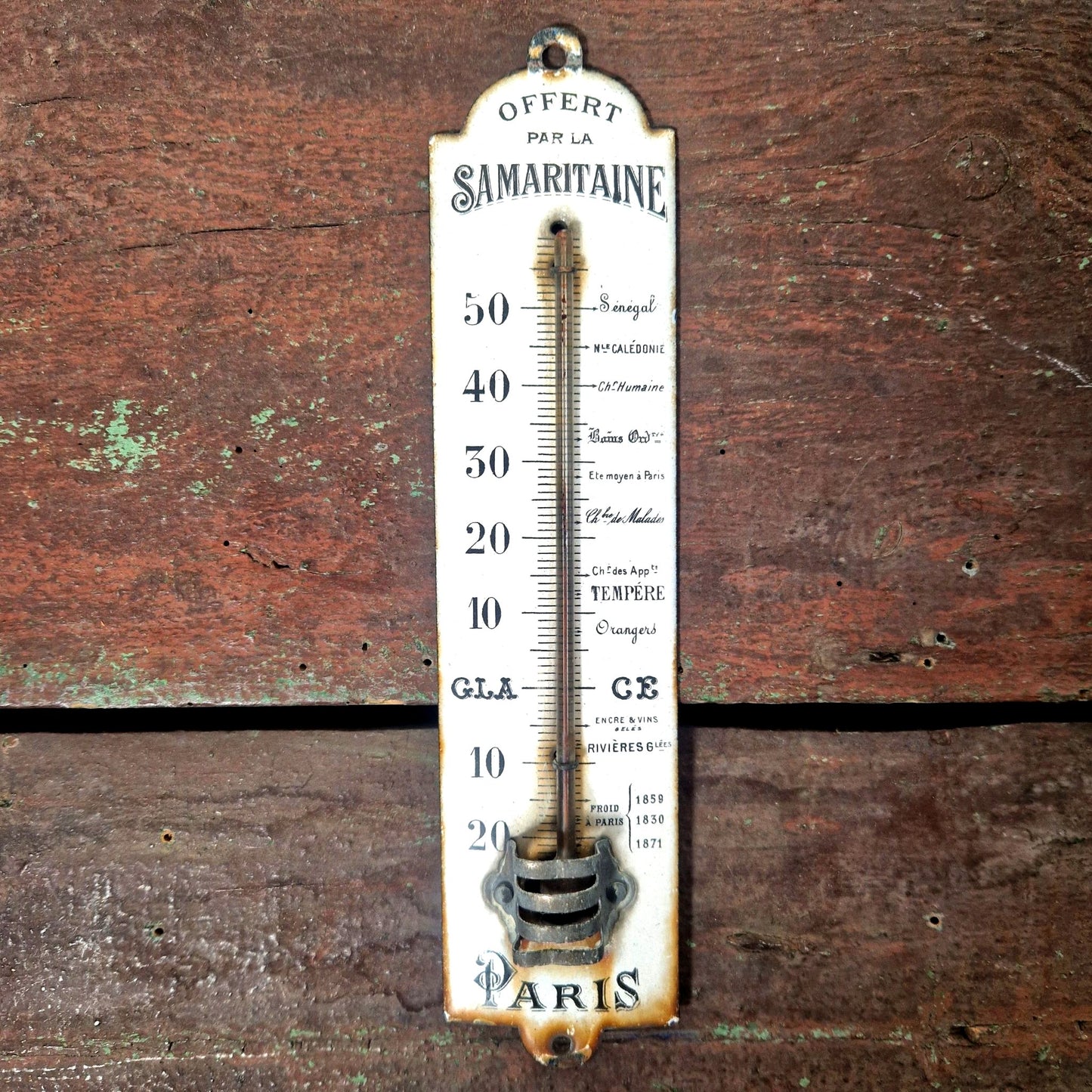 Samaritaine, thermomètre émaillé publicitaire