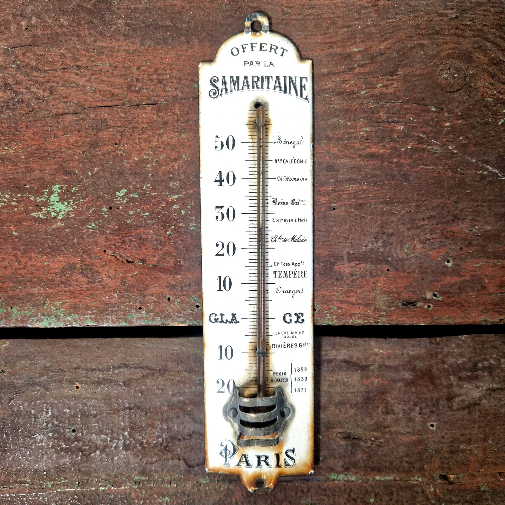 Samaritaine, thermomètre émaillé publicitaire