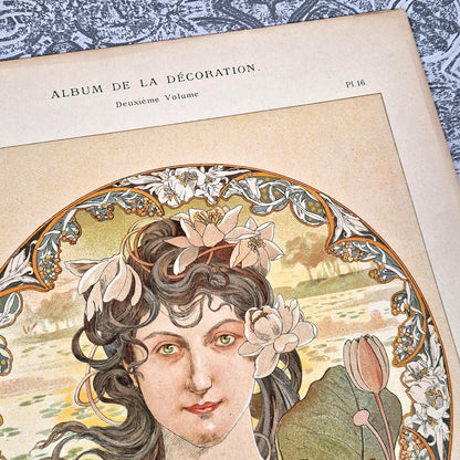 affiche ancienne art nouveau nature et femme