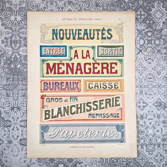 affiche nouveautes enseigne belle époque