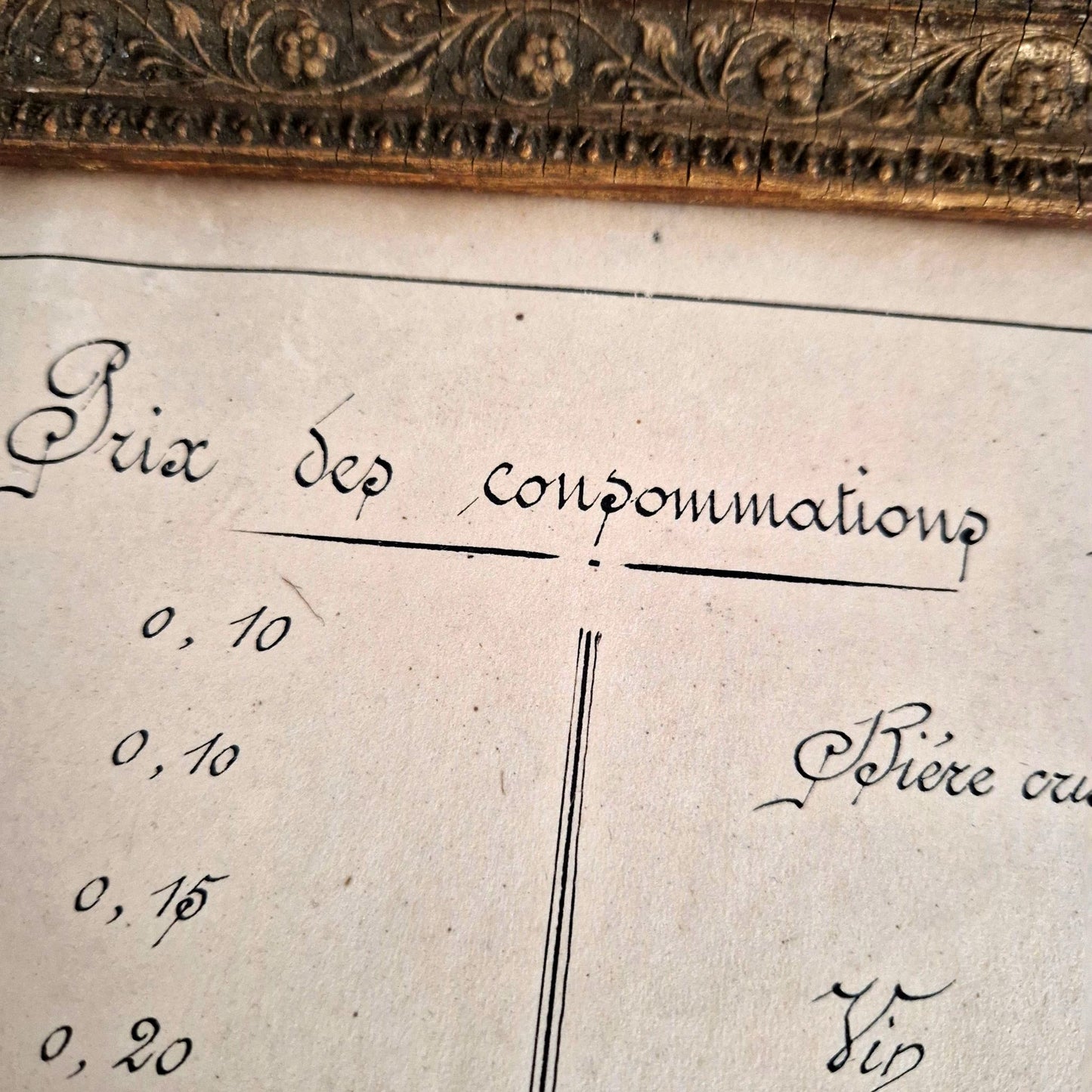 affiche de prix de boissons café 1900