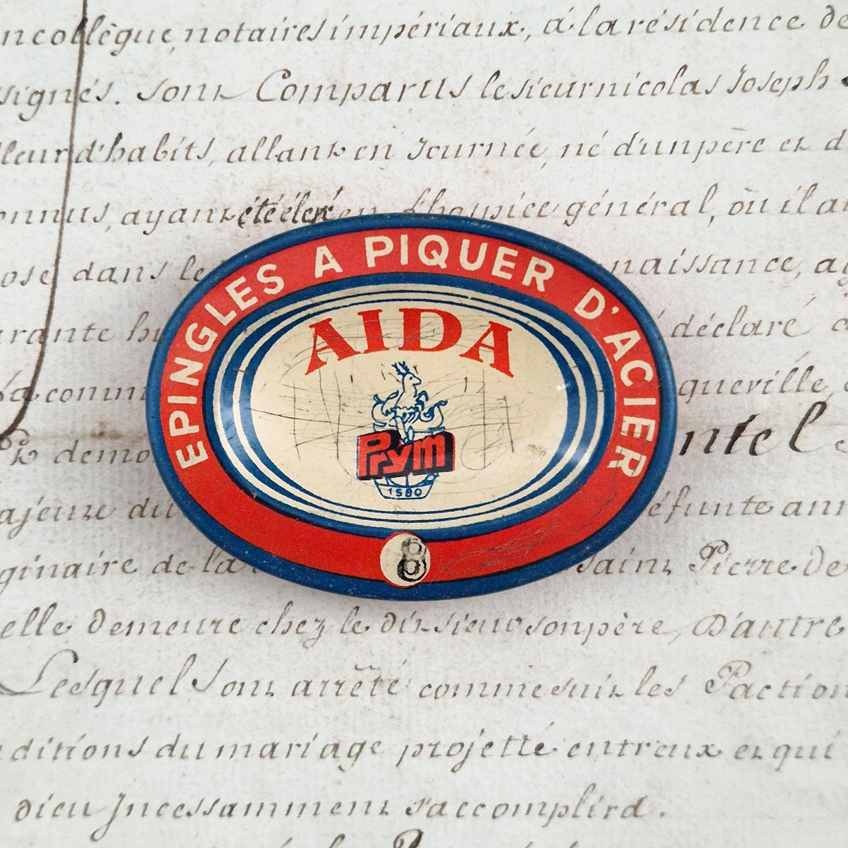 Boîte ancienne « AIDA - Épingles à piquer d’acier »