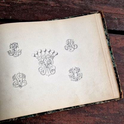 album ornemental ancien de gravures et dessins originaux XIXe siecle