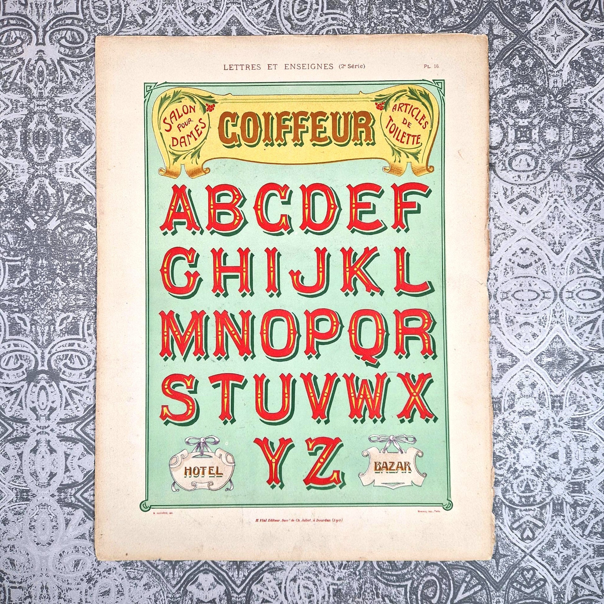 alphabet coiffeur art nouveau
