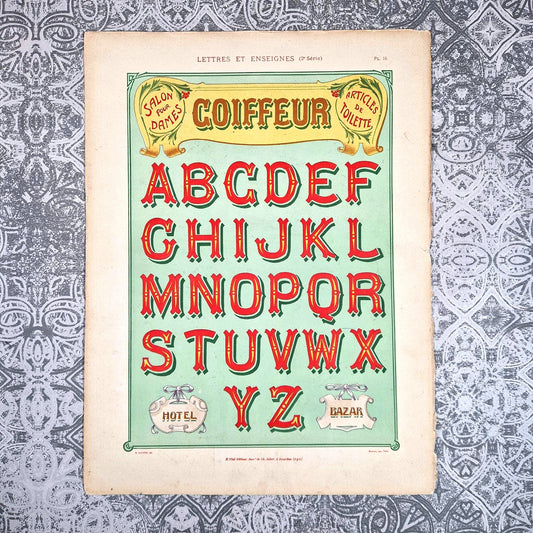 alphabet coiffeur art nouveau