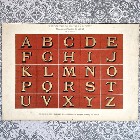 alphabet dore en relief xixe