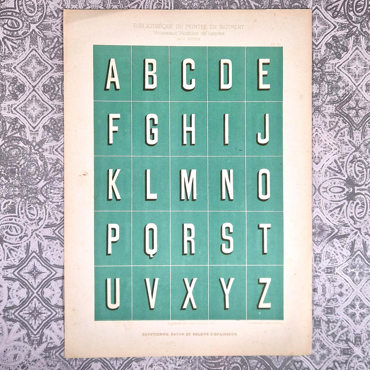 alphabet egyptien en relief xixe