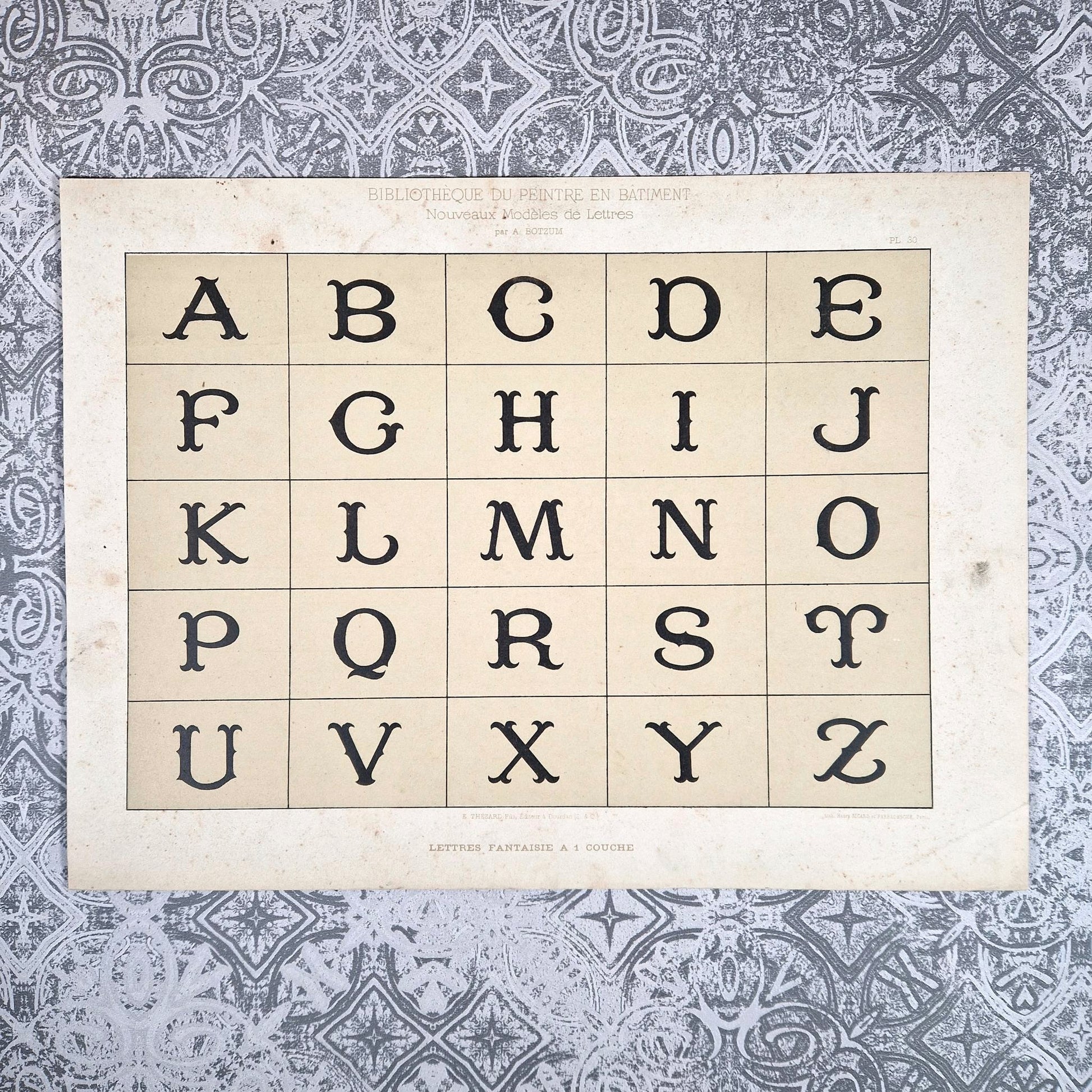 alphabet lettres fantaisie ancienne 1900