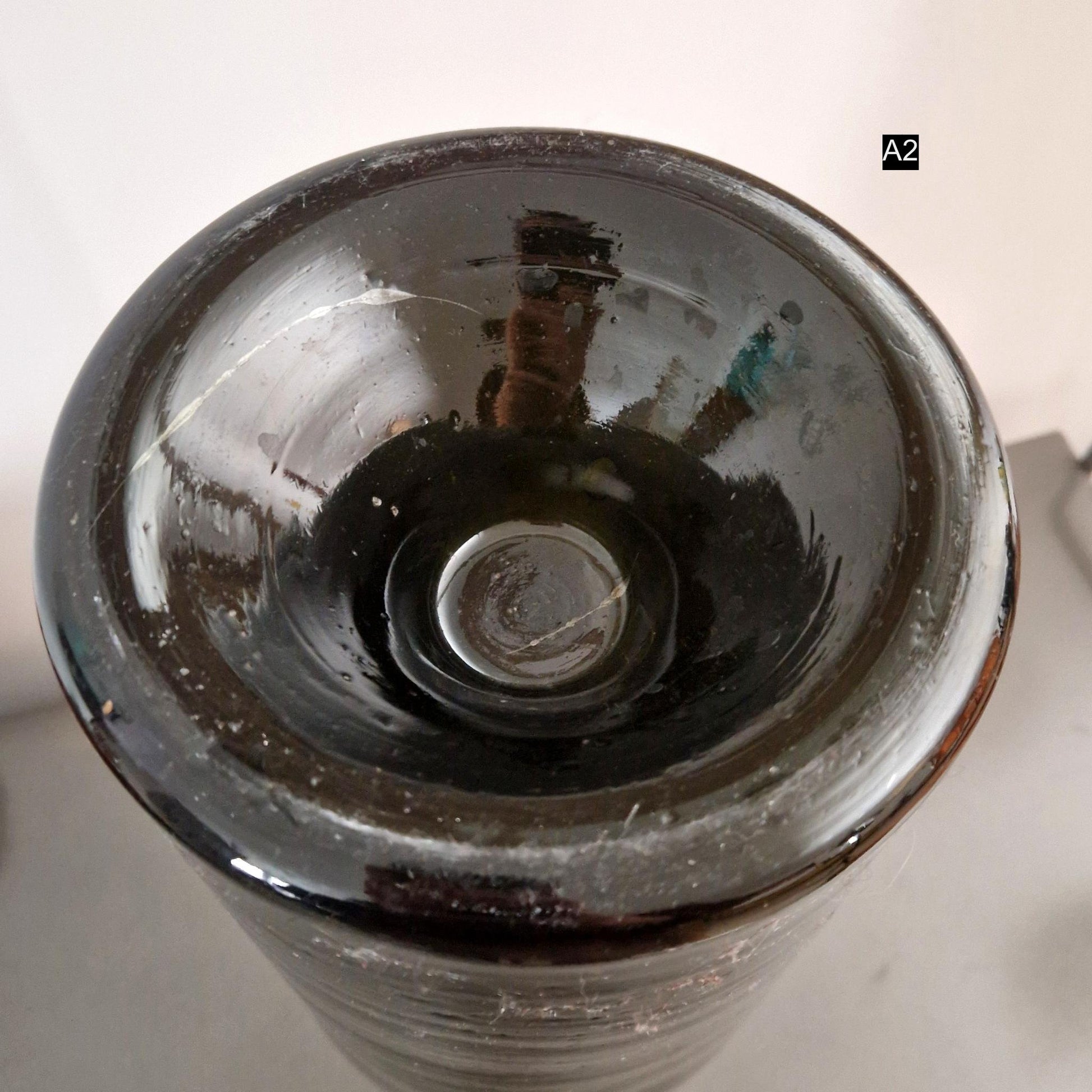 amber green glass antique bottle