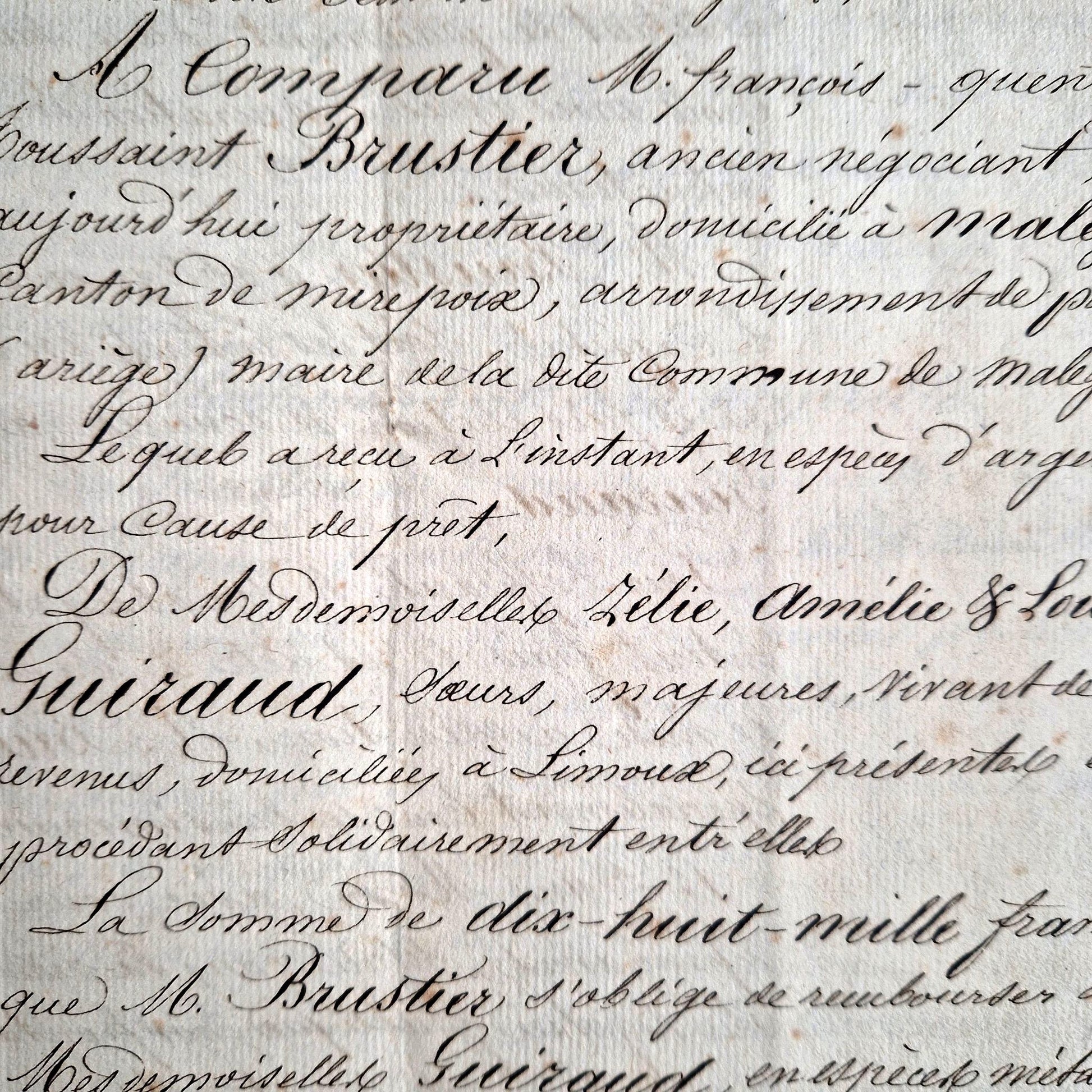 ancien acte notarié XIXe