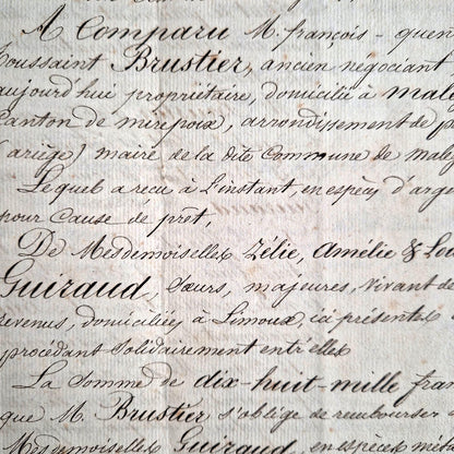 ancien acte notarié XIXe