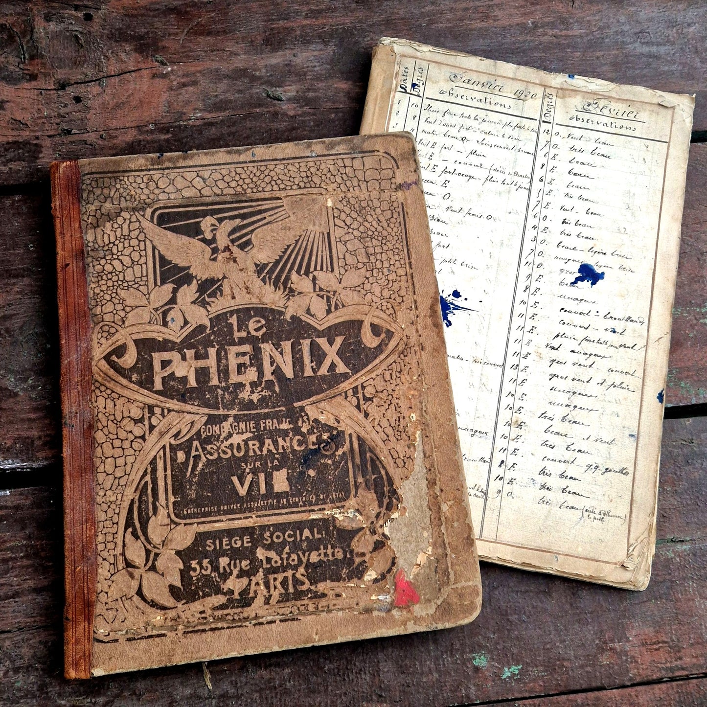 ancien journal meteorologique manuscrit debut XXe