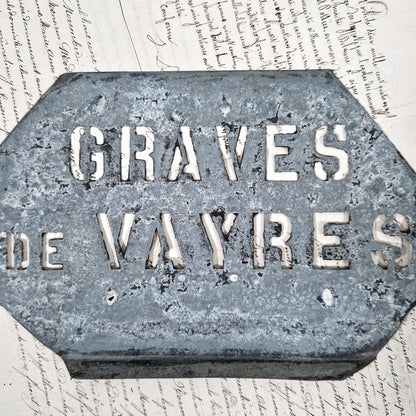 ancien pochoir vin graves zinc
