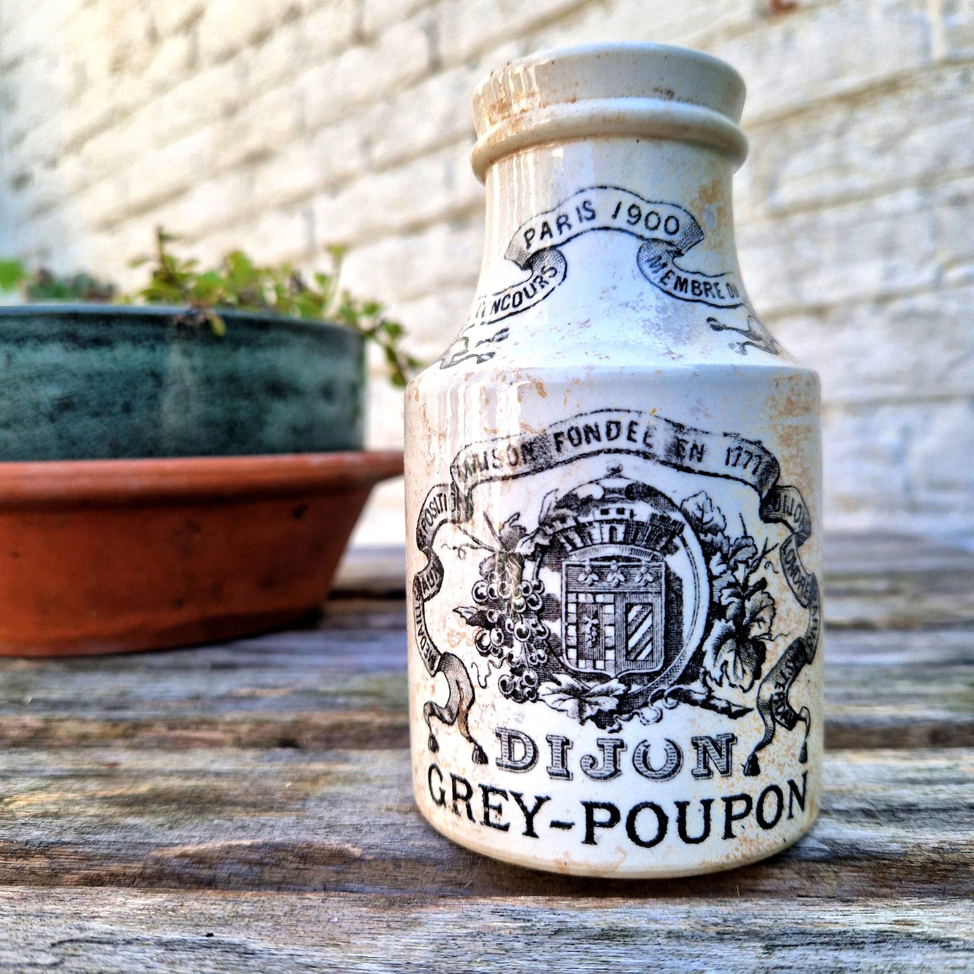 ancien pot moutarde Grey poupon faïence